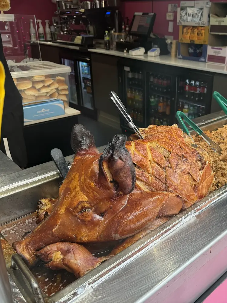 Whole hog carved in the window